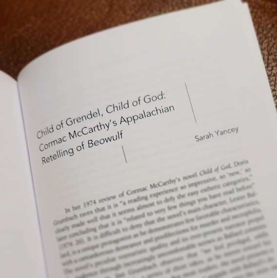 Image of print journal with article titled "Child of Grendel, Child of God: Cormac McCarthy's Appalachian Retelling of Beowulf" by Sarah Yancey.